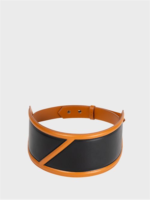 Leather belt NORA PONCHER | LOGOBELTCAMMELLONERO